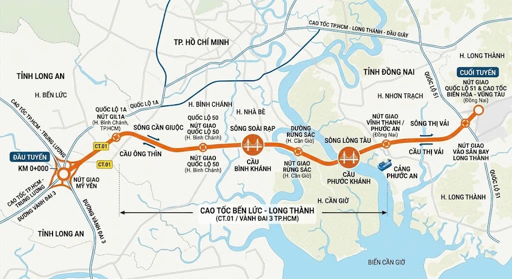 Cao tốc Bến Lức - Long Thành khai thác toàn tuyến từ 30/9, tăng kết nối liên vùng