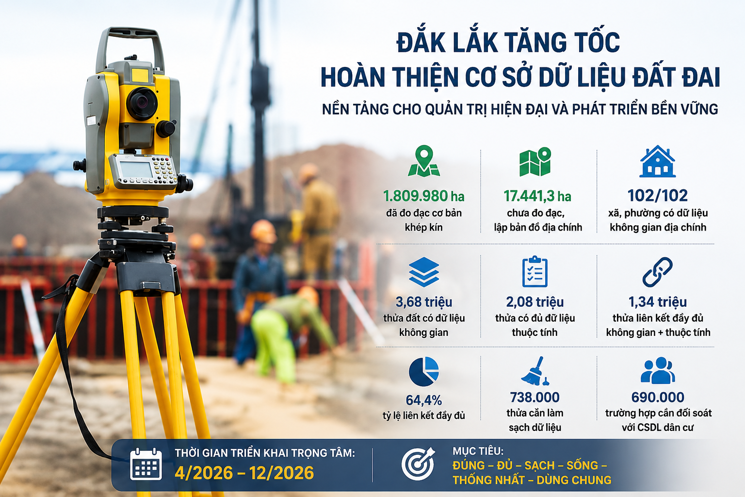 Đắk Lắk tăng tốc hoàn thiện cơ sở dữ liệu đất đai: Xóa “khoảng trắng” địa chính, dựng nền quản trị số