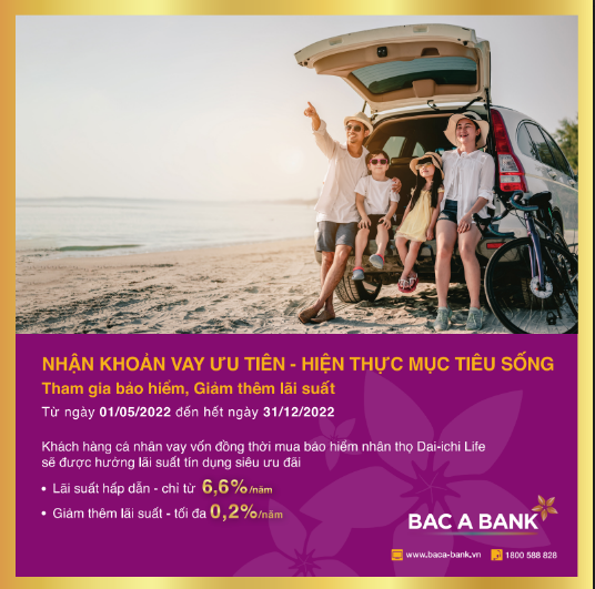 Tham gia bảo hiểm, giảm thêm lãi suất vay vốn từ ngân hàng BAC A BANK.