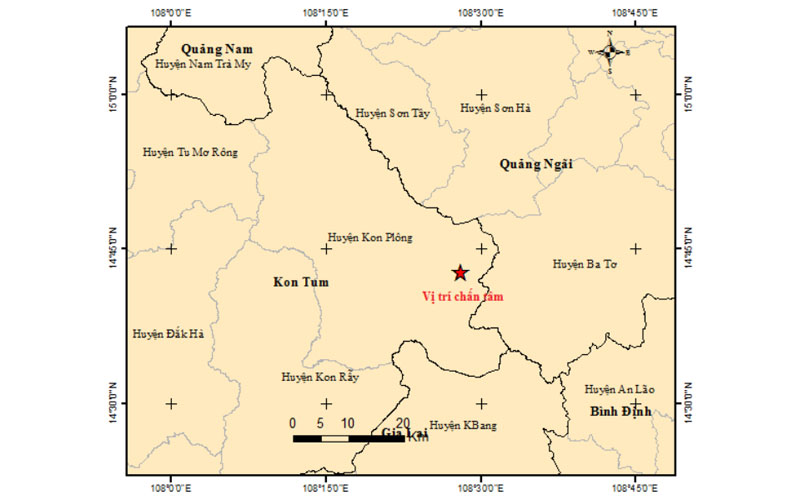Kon Tum: Ghi nhận trận động đất đất có độ lớn 4,5