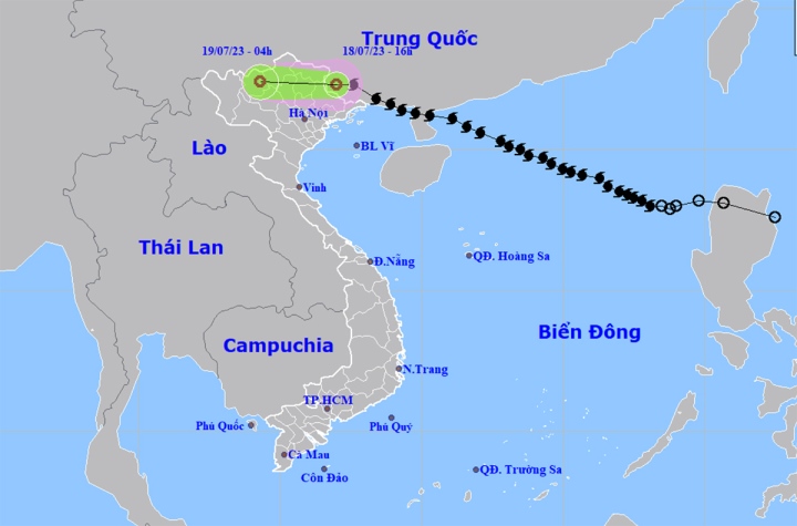 Bão số 1 suy yếu thành áp thấp nhiệt đới, miền Bắc mưa to từ chiều tối nay (18/7)