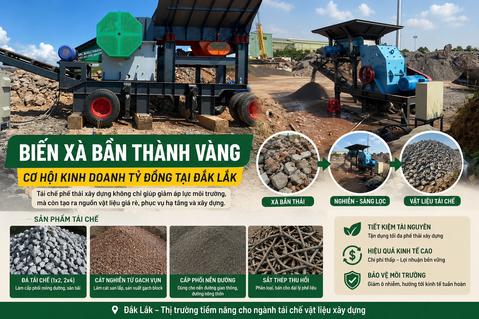Cơ hội tỷ đồng từ thị trường tái chế vật liệu xây dựng ở Đắk Lắk