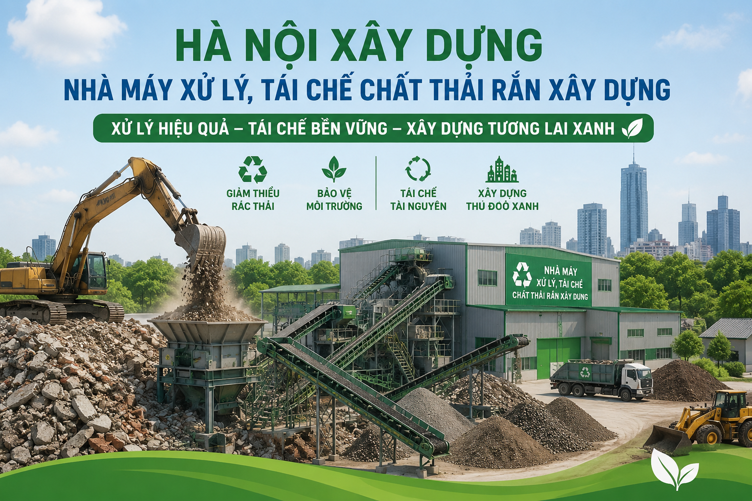 Hà Nội xây dựng nhà máy xử lý, tái chế chất thải rắn xây dựng