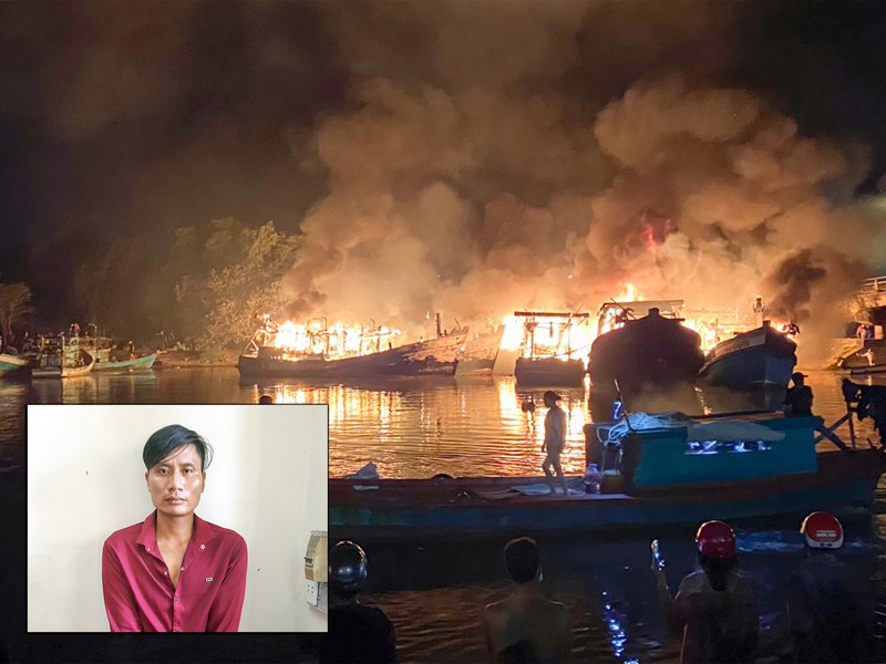 Bắt nghi can phóng hỏa làm cháy 2 căn nhà và 11 tàu cá ở Kiên Giang